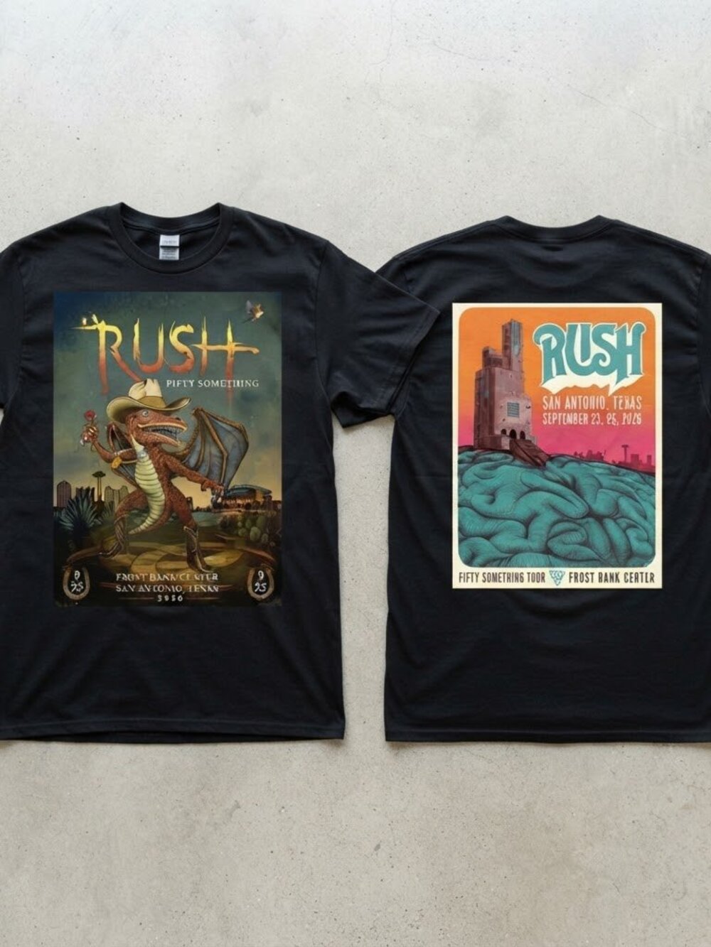 Rush Fifty Something Tour San Antonio TX 2026 Castle Graphic Black T-Shirt S-4XL